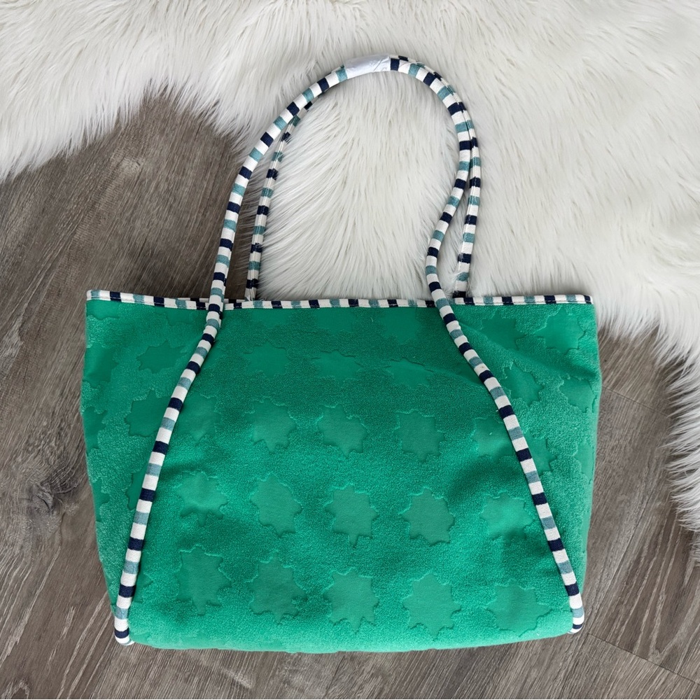 💚💙 Roller Rabbit x Target Star Geo Large Terry Beach Tote Bag Green - Picture 4 of 8